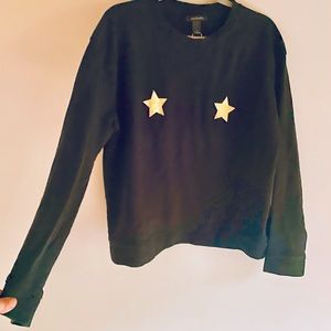 Monki Black Gold Star Print Sweatshirt 